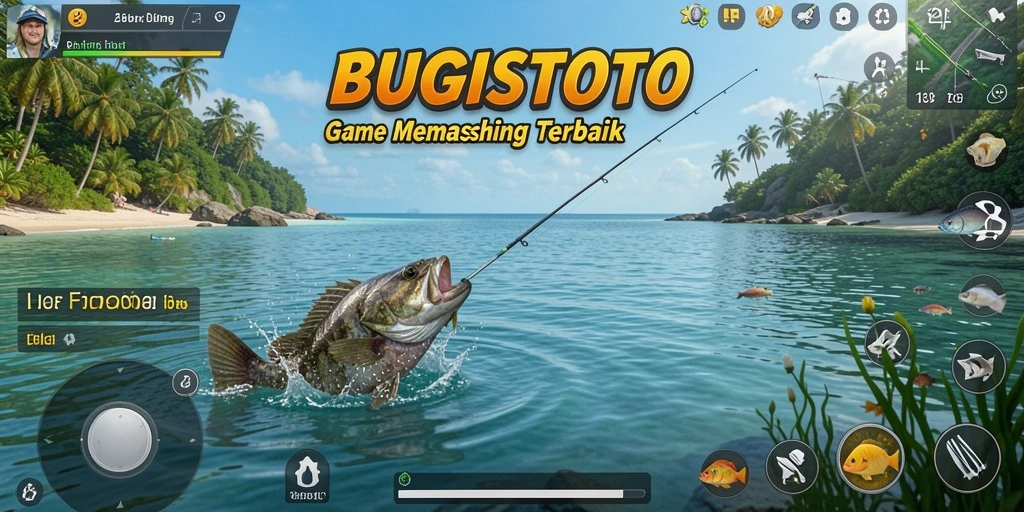 Tampilan gameplay menarik di BUGISTOTO saat memancing ikan besar.