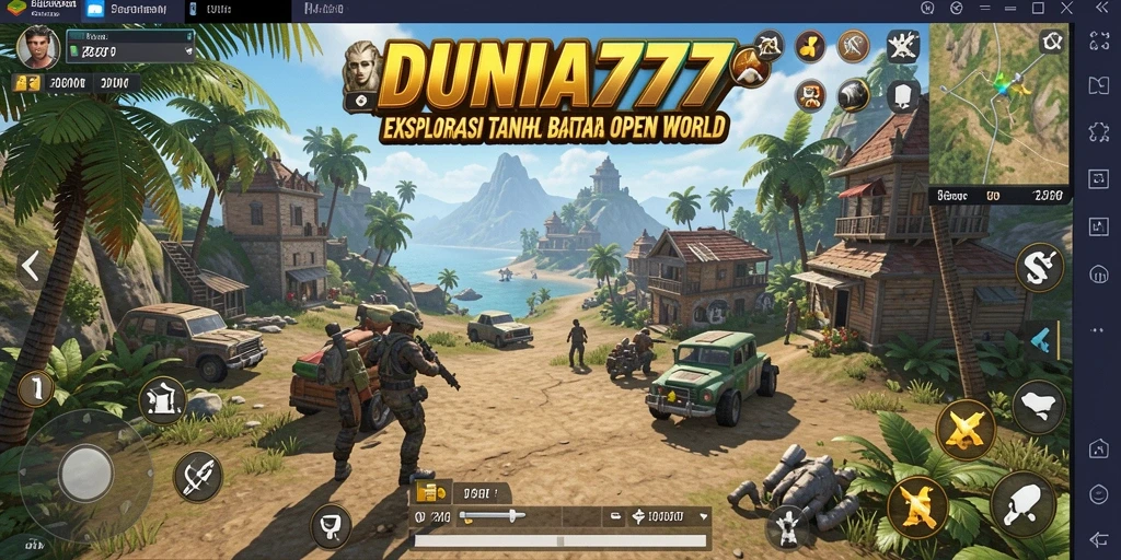 Tangkapan layar gameplay DUNIA777 yang menakjubkan dan menampilkan eksplorasi dunia terbuka.