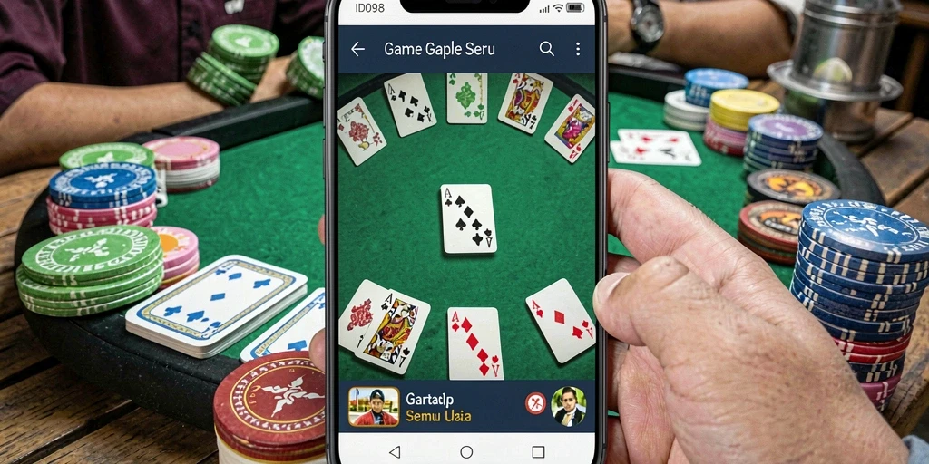 Screenshot gameplay seru ID098 menampilkan kartu Gaple yang menarik.