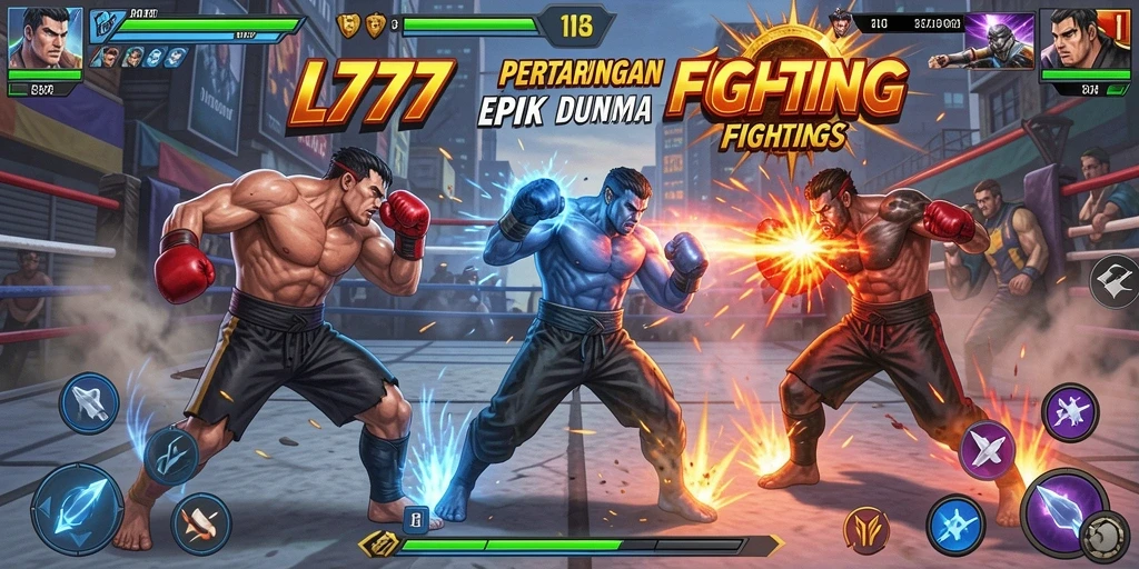 Tangkapan layar gameplay intens di L777 dengan aksi bertarung yang seru.