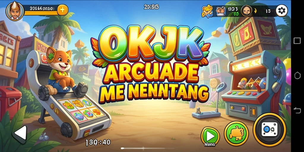 Tampilan seru dari gameplay OKJK dalam suasana Arcade.