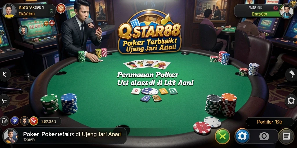 Screenshot gameplay QQSTAR88 menampilkan aksi seru permainan poker.