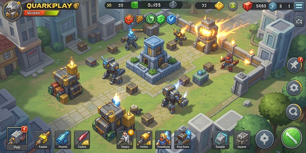 Gameplay seru dan strategis dalam QUARKPLAY Tower Defense.