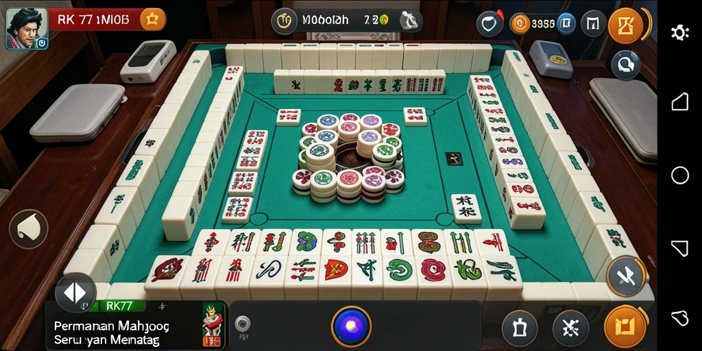 Tampilan gameplay menegangkan dengan ubin Mahjong yang unik.