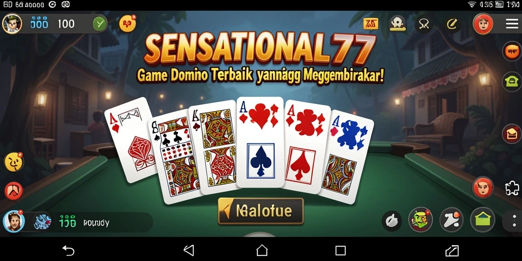 Tampilan gameplay seru di SENSATIONAL77 saat bermain Domino.
