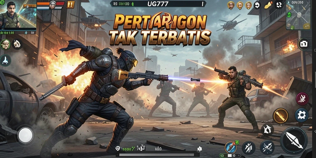Tangkapan layar utama UG777 menampilkan aksi seru dalam pertempuran.