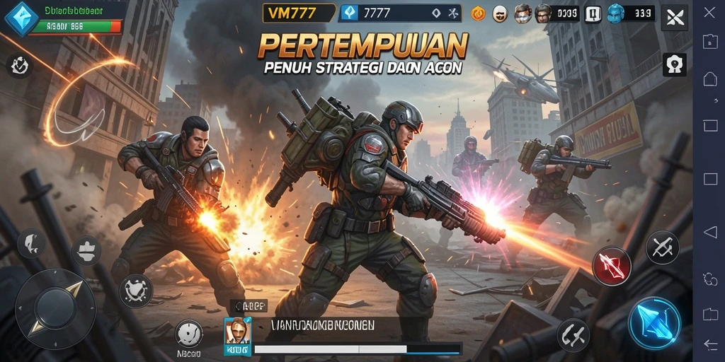 Tampilan pertempuran seru dalam gameplay VM777.