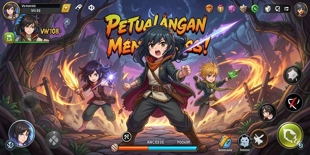 Tampilan aksi intens dalam gameplay Anime VW108.